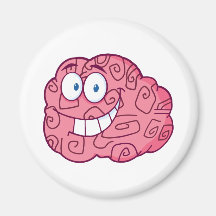 Happy Brain Cartoon Character Fridge Magnets