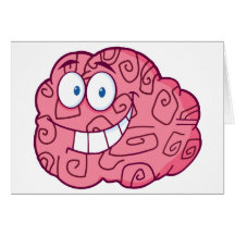 Happy Brain Cartoon Character Greeting Cards