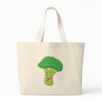 Happy Broccoli Vegetable Smiling Tote Bag