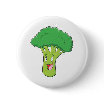 Happy Broccoli Vegetable Smiling Buttons