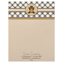 Happy Brown Bear Cocoa Plaid Letterhead