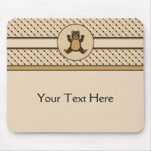 Happy Brown Bear Dots Mousepad