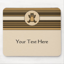 Happy Brown Bear Horizontal Stripes Mousepad