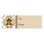 Happy Brown Bear Tan Plaid Gift Tags Business Card Template