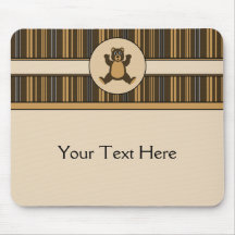 Happy Brown Bear Vertical Stripes Mousepad
