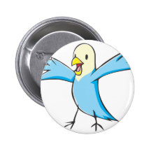 Happy Budgerigar Parrot Bird Cartoon Pin