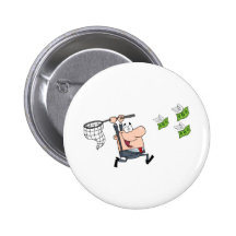 Happy Businessman Chasing Money Pins