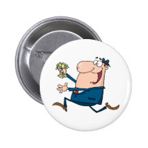 Happy Businessman Running With Dollars In Hand Pin