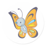 Happy Butterfly Round Stickers