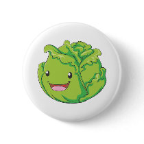 Happy Cabbage Vegetable Smiling Pinback Buttons