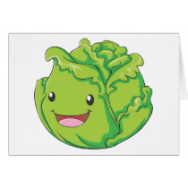Happy Cabbage Vegetable Smiling Card