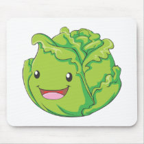Happy Cabbage Vegetable Smiling Mouse Pads