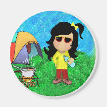 Happy Camper Round Magnet