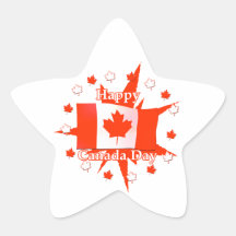 Happy Canada Day Flag Design Star Stickers