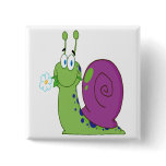 happy cartoon colourful snail with flower buttons