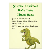 Happy Cartoon Dinosaur Giving the Thumbs Up! Custom Invites