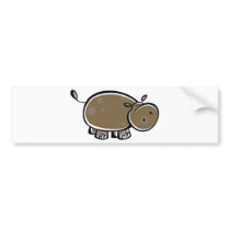 Happy Cartoon Hippo Bumper Sticker
