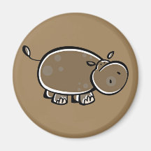 Happy Cartoon Hippo Fridge Magnet