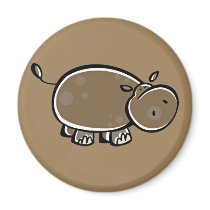 Happy Cartoon Hippo Fridge Magnet