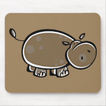 Happy Cartoon Hippo Mousepads