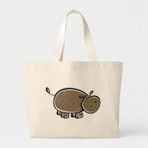 Happy Cartoon Hippo Tote Bag