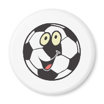happy cartoon soccer ball magnet