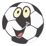happy cartoon soccer ball round sticker