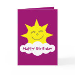 Happy cartoon sun pink birthday card