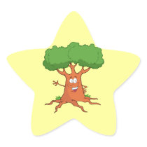 happy cartoon tree stickers