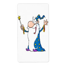 happy cartoon wizard character shipping labels