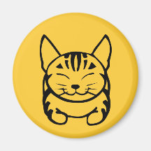 Happy Cat Magnet (black on yellow)