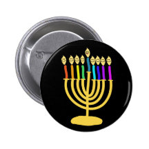 Happy Channukah Menora / Chanukia Button