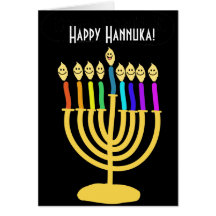 Happy Channukah Menora / Chanukia Greeting Cards