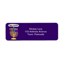 Happy Channukah Menora / Chanukia Return Address Labels