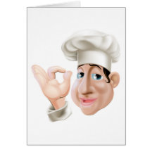 Happy chef doing okay gesture greeting card