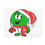 Happy christmas bowling ball wearing a santa cap postcards