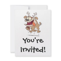 happy christmas bulldog cartoon custom invite