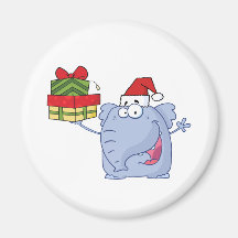 Happy Christmas Elephant Holds Up Gifts Fridge Magnet