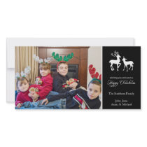 Happy Christmas Reindeer Photo Cards (Black)