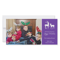 Happy Christmas Reindeer Photo Cards (Purple)