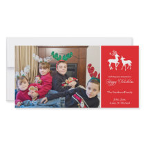 Happy Christmas Reindeer Photo Cards (Red)