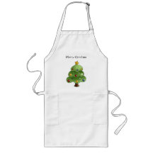 Happy Christmas Tree (Add Your Own Text) Aprons