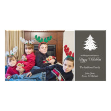Happy Christmas Tree Photo Cards (Grey)