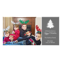 Happy Christmas Tree Photo Cards (Grey)