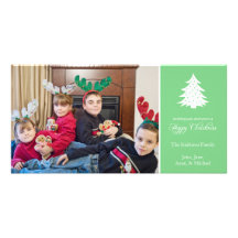 Happy Christmas Tree Photo Cards (Mint Green)