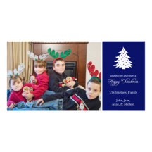 Happy Christmas Tree Photo Cards (Navy Blue)