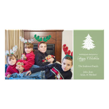 Happy Christmas Tree Photo Cards (Sage Green)