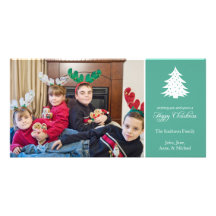 Happy Christmas Tree Photo Cards (Teal)