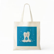 Happy clean tooth tote bags