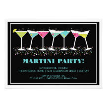 Happy Cocktails Martini Party Invitation | Blue